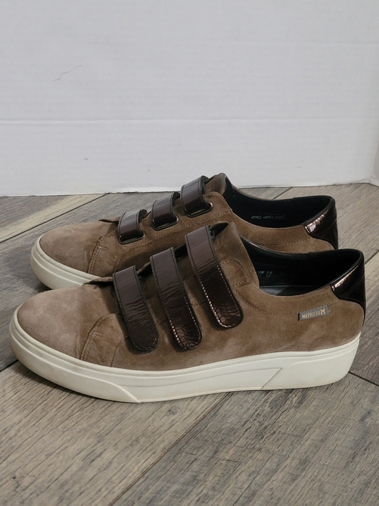 Mephisto Shoes - Mephisto Women's Frederica Luxor Taupe Suede Sneakers with Dark Brown Straps 10